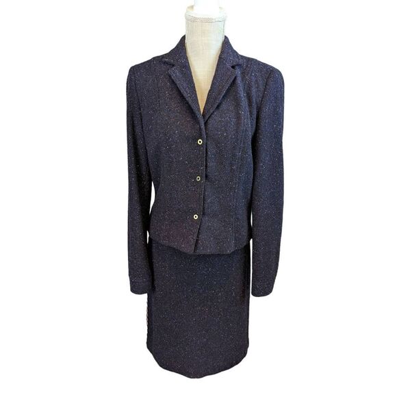 Worth 2-Piece Dress Suit Women's Small Charcoal Gray Wool Blend Formal Separates - Picture 1 of 16